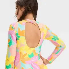 Girls' 'Tropic Darling' Floral Printed One Piece Rash Guard - Cat & Jack&trade;