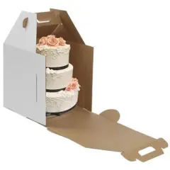 O'Creme Packaging Plain Tall White/Kraft Cake-Carrier Box 18" x 18" x 20" High - Pack of 10