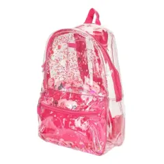 Packed Party Pink Party Clear Backpack; Women's Fashion Shoulder Book Bag; Confetti Backpack for Ladies for Work, Travel and More (Pink Party