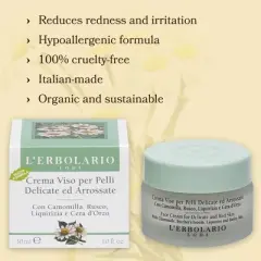 L'Erbolario Face Cream for Delicate and Red Skin - Face Cream for Sensitive Skin - 1 oz