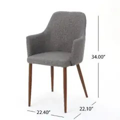 Set of 2 Mid-Century Modern Fabric Dining Chairs, Accent Side Chair, Leisure Chairs with Wood-Finish Metal Legs, Christopher Knight Home Armchair