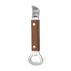 Winco Can Tapper/Bottle Opener, Stainless Steel with Wooden Handle, 7"