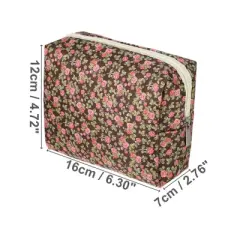 Unique Bargains Portable Peony Cosmetic Bag Rose Red 1 Pc