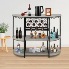 YIYIBYUS Wine Rack Table, Wine Bar Cabinet with Storage, Floor Bar Cabinet
