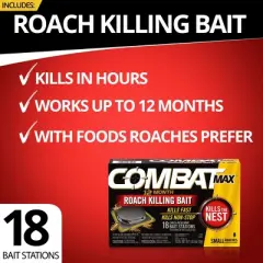 Combat Max 12 Month Roach Killing Bait Small Roach Bait Station - 18ct