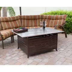 Rectangular Aluminum Outdoor Fire Pit - Hammered Bronze - AZ Patio Heaters
