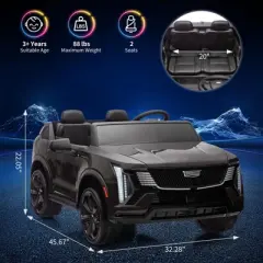 Garvee 24V 2-Seater Ride On Car for Kids, Licensed Cadillac Electric Truck with Remote Control, LED Lights, Music, Battery Powered Ride On Toy