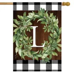 Wreath Monogram L Double-Sided House Flag Everyday 28" x 40" Briarwood Lane