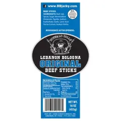 Buffalo Bills 1-lb Pack Original Lebanon Bologna Sticks (Pennsylvania Dutch mild beef sticks)