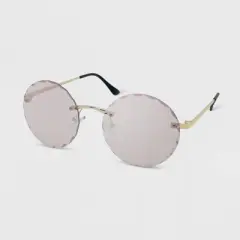 Women's Metal Rimless Beveled Mirror Round Sunglasses - Wild Fable&trade; Rose Gold