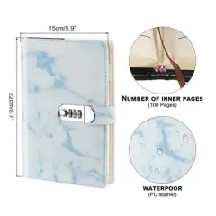 Unique Bargains Cute Journaling Leather Marble A5 Diary with Lock 100 Pages