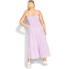 Women's Plus Size Gingham Maxi Dress - lavender | CITY CHIC