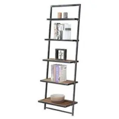 72.25" Laredo 5 Tier Ladder Bookcase/shelf Natural/Antique Black - Breighton Home