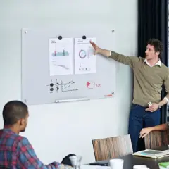 VEVOR Magnetic Glass Whiteboard, Dry Erase Board 36"x24", Wall-Mounted Large White Glassboard Frameless, with Marker Tray, an Eraser and 2 Markers