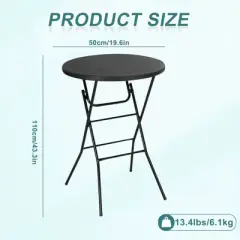 MUKE 31.5" Round Folding Picnic Table, Portable Cocktail Table with Detachable Legs, Waterproof for Indoor/Outdoor Events & Camping