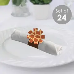 Big Dot of Happiness Giraffe Print - Safari Party Paper Napkin Holder - Napkin Rings - Set of 24