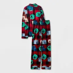 Boys' Minecraft Buffalo Plaid Coat Pajama Set - Red