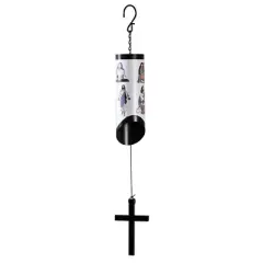Dicksons WCA-2007 Life of Christ Black and White 23 Inch Aluminum Decorative Cross Wind Chime Noisemaker
