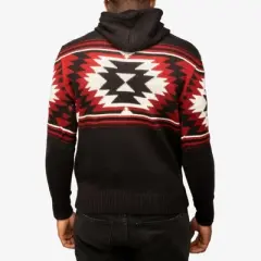X RAY Men's Slim Fit Knitted Hoodie Sweater, Casual Aztec Hooded Pullover Top