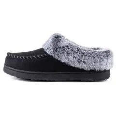 RockDove Women's Faux Fur Collar Moc Toe Slide Slipper