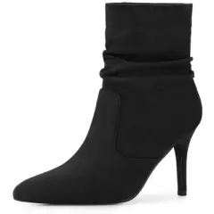 Allegra K Women's Pointy Toe Pull on Stiletto Heels Ankle Boots