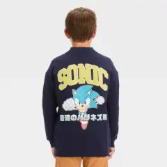 Boys' Sonic the Hedgehog Letterman Jacket - Navy Blue