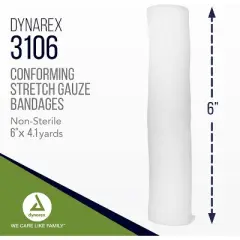 Dynarex Conform Stretch Gauze Bandage Rolls 6" x 4.1yd, 6 Count