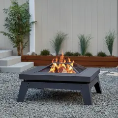 Breton Square Wood Fire Pit Gray - Real Flame