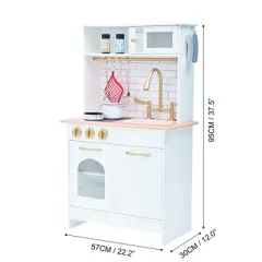 Teamson Kids Little Chef Boston Classic Kids Kitchen Playset, White/Natural