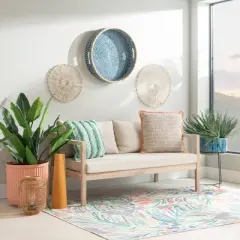 Linon Melita Acacia Two Seater Sofa Beige/White