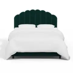 King Emma Shell Upholstered Bed Dark Teal Green - Skyline Furniture