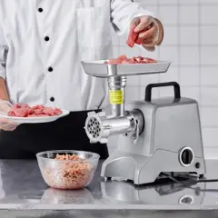 VEVOR Electric Meat Grinder, 5 Lb/Min Capacity, 575W（800W MAX) Industrial Meat Mincer with Blade, Grinding Plate, Sausage Stuffing Blade, Silver