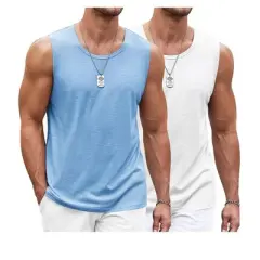COOFANDY Men's Workout Tank Top 2 Pack Casual Soft Sleeveless Gym Muscle Shirts Bodybuilding Tee S-XXL