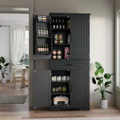 COZONY 72'' Tall Kitchen Pantry Cabinet with Drawer and Adjustable Shelves, Farmhouse Storage Cupboard for Dining Room or Laundry
