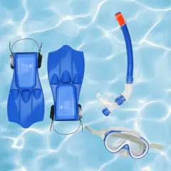 Pool Master 3pc Caribbean Adult Water Swimming Pool Scuba or Snorkeling Set - Medium - Blue
