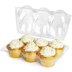 LotFancy Stackable Cupcake Containers, 6 Pack x 40 Sets, High Tall Dome Lid Cupcake Carrier Holders