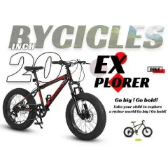 VASIP "20-Inch Kids' Mountain Bike - High Carbon Steel Frame, 7-Speed, Disc Brakes & Front Suspension.,Durable Wide Tires for Snow/Off-Road