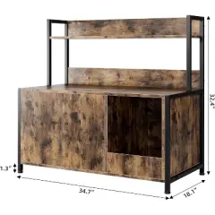 Acekool Cat Litter Cabinet - Hidden Box with Scratching Pad & Storage Shelves