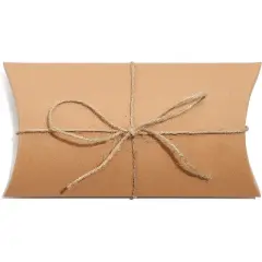 Bright Creations 50-Pack Kraft Pillow Gift Box, Paper Favor Boxes with 100ft Jute Twins for Wedding Party Favors