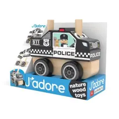 J&rsquo;adore Police Car Wooden Stacking Toy