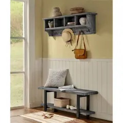 Pomona Metal and Reclaimed Wood Bench Slate Gray - Alaterre Furniture