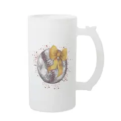 Elanze Designs Freezable Beer Stein Mug With Thumb Grip Handle, 16 Ounce Frosted Glass, Baseball Red Paint Splatter