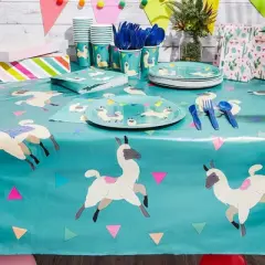 Sparkle and Bash 3-Pack Llama Disposable Tablecloth Plastic Table Cover Party Supplies