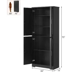 70" Tall Kitchen Pantry Cabinets with 2 Doors and 3 Adjustable Shelves, Freestanding Modern Storage Cabinet for Dining Room, Living Room