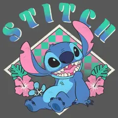 Girl's Lilo & Stitch Distressed Checkerboard Stitch T-Shirt