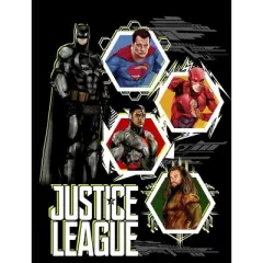 Justice League Movie Batman and Hexagon Superhero Panels Black T-shirt Toddler Boy to Youth Boy