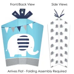 Big Dot of Happiness Blue Elephant - Table Decorations - Boy Baby Shower or Birthday Party Fold and Flare Centerpieces - 10 Count