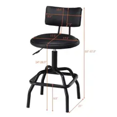 Costway Adjustable Swivel Bar Stool PU Leather Steel Frame Chair W/Backrest&Footrest Low Back