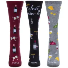 Memoi Boxed Wine 3 Pack Gift Set Crew Socks Multi One Size