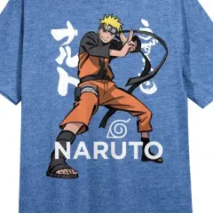 Naruto Shippuden Character and Name Logo Women's Royal Blue Short Sleeve Crew Neck Sleep Shirt